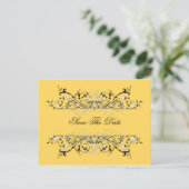 #2 Geel zwart wit wervelingen Bewaar de datum Aankondigingskaart (Staand voorkant)