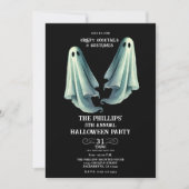 2 Geesten Griezige Halloween Ghost Feest Kaart (Voorkant)