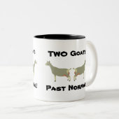 2 geiten voorbij normaal! - Toggenburgse melkgeite Tweekleurige Koffiemok (Voorkant rechts)