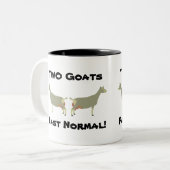 2 geiten voorbij normaal! - Toggenburgse melkgeite Tweekleurige Koffiemok (Voorkant links)