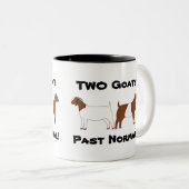 2 Geiten zijn normaal gesproken! - vleesgeiten Tweekleurige Koffiemok (Voorkant rechts)