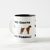 2 Geiten zijn normaal gesproken! - vleesgeiten Tweekleurige Koffiemok (Voorkant links)