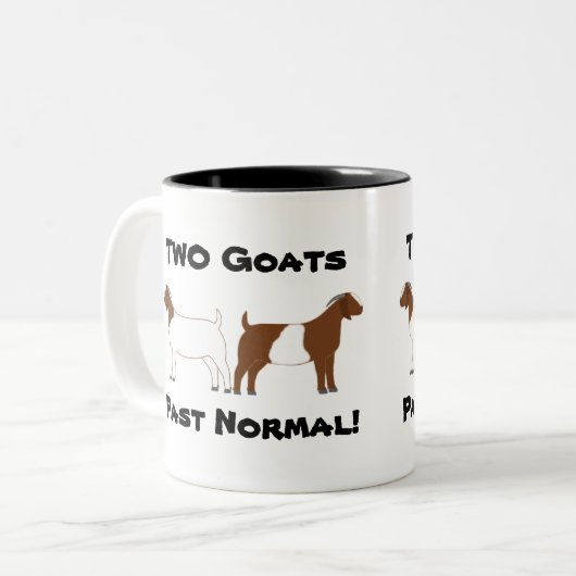 2 Geiten zijn normaal gesproken! - vleesgeiten Tweekleurige Koffiemok (Voorkant links)
