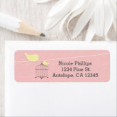 2 Gele vogels op een roze Adresetiket Etiket (Insitu)