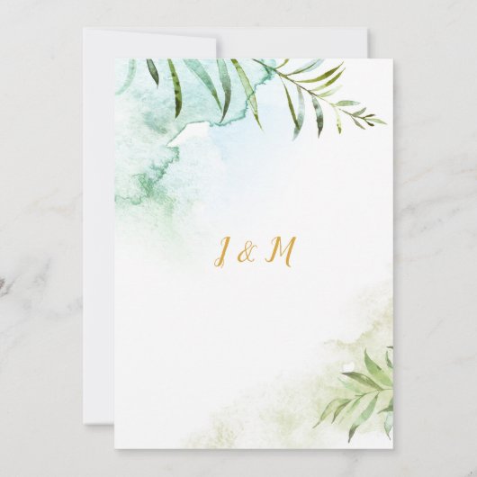 #2 Geometrische roze groen goud Botanicals bruilof Kaart (Achterkant)