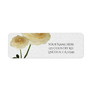 2 geschilderde witte rozen elegante bruids-shower etiket