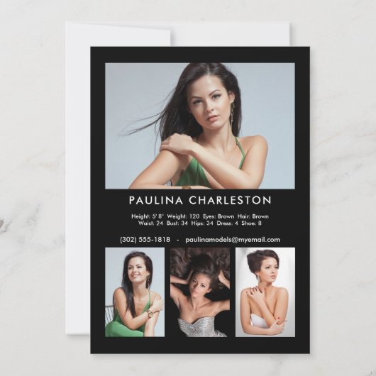 2 gesteunde 5 Fotomodel Actor Pro 5x7 Sjabloon Kaart (Achterkant)