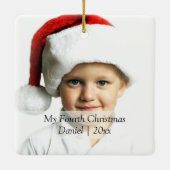 2 gesteunde eerste kerstzwarte tekst op maat keramisch ornament (Achterkant)