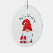 "2 GEZIEN GNOME SANTA EN OOK VERDRIEZEND ZIJDE!!!! KERAMISCH ORNAMENT (Rechts)