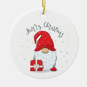 "2 GEZIEN GNOME SANTA EN OOK VERDRIEZEND ZIJDE!!!! KERAMISCH ORNAMENT