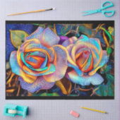 2 Glanzend prachtige unieke Rozen kunstdromen Tissuepapier (Craft)