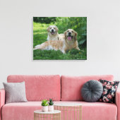 2 Golden Retrievers Laying in Grass Canvas Afdruk (Insitu (Woonkamer))