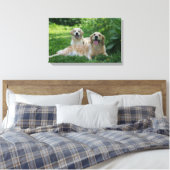 2 Golden Retrievers Laying in Grass Canvas Afdruk (Insitu (Slaapkamer))
