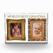 2  gouden Lijsten voor 'World's Best Grandma' Fotoblokken (Voorkant)