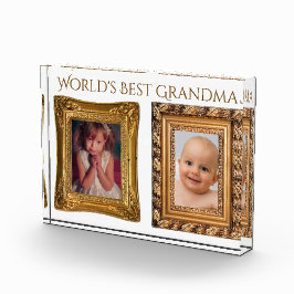 2  gouden Lijsten voor 'World's Best Grandma' Fotoblokken