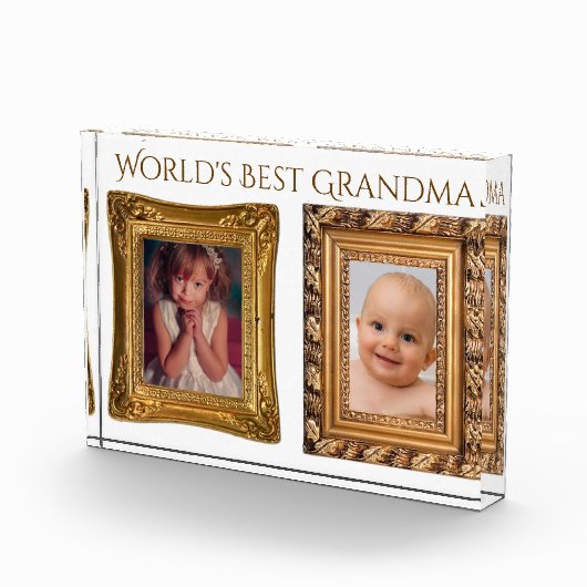 2  gouden Lijsten voor 'World's Best Grandma' Fotoblokken (Rechts)