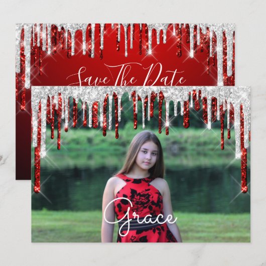 2 Grace Save the Date Sweet 16th Photo (Voorkant / Achterkant)