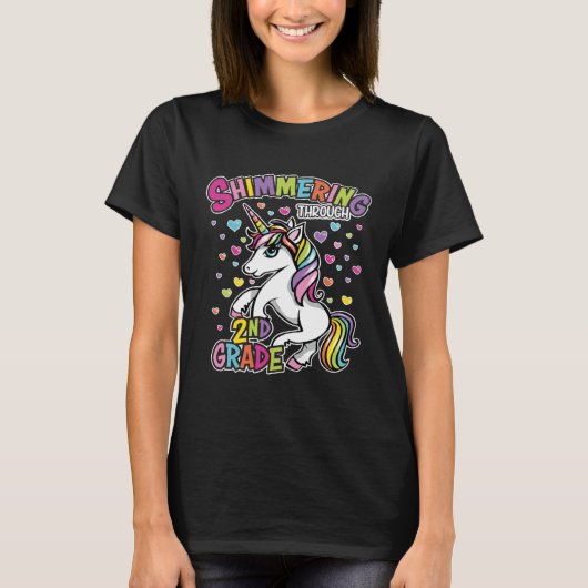 2 Grade  for students and teachers women unicorn T-shirt (Voorkant)