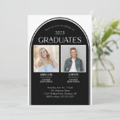 2 Graduates Black Arch Double Afstuderen Kaart (Staand voorkant)
