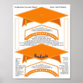 2 Graduation Cap Oranje papieren Petten Afstuderen Poster (Voorkant)