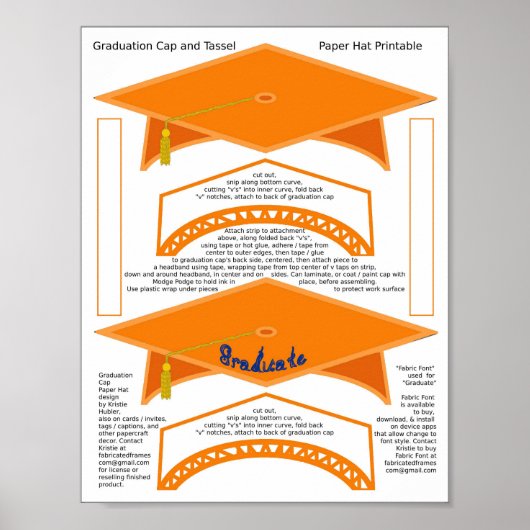 2 Graduation Cap Oranje papieren Petten Afstuderen Poster (Voorkant)