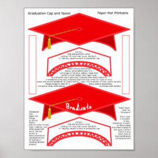 2 Graduation Cap rode papieren Petten afdrukbare A Poster
