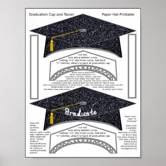 2 Graduation Cap Zwart Papier Petten Afstuderen Af Poster (Voorkant)