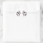 2 grappige koeien ronde sticker (Tas)