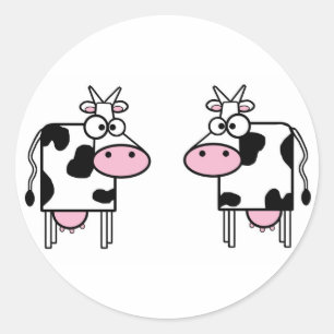 2 grappige koeien ronde sticker