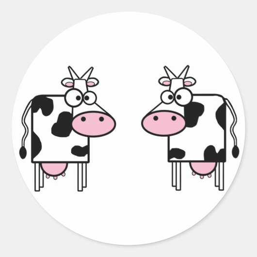 2 grappige koeien ronde sticker (Voorkant)