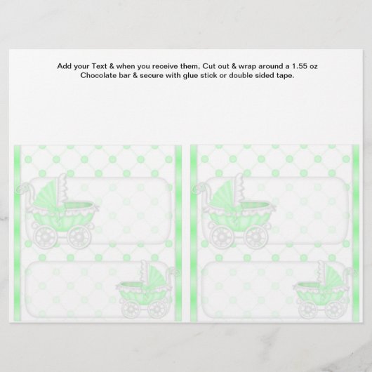 2 Groene baby shower favor aangepaste candy bar ve Flyer (Voorkant)
