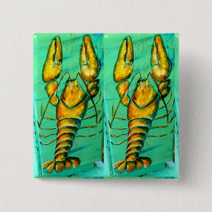 2 groene vierkant knop voor kreeft vierkante button 5,1 cm