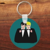 2 Groomen (klonen en zwart haar) Sleutelhanger (Voorkant)