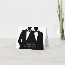 2 Grooms Silhouette Gay Weddenschap Hartelijk dank Bedankkaart