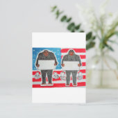 2 grote voettekst, op de VS vlag . Briefkaart (Staand voorkant)