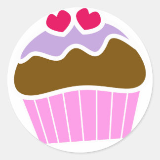 2 Harten Blueberry Iced Cupcake Ronde Sticker