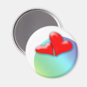 2 Harten dansen voor Valentijnsdag Round Magnet (Voorkant / Achterkant)