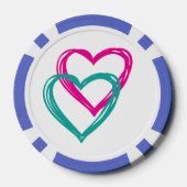 "2 harten" klei poker chips, poker chips (Achterkant)