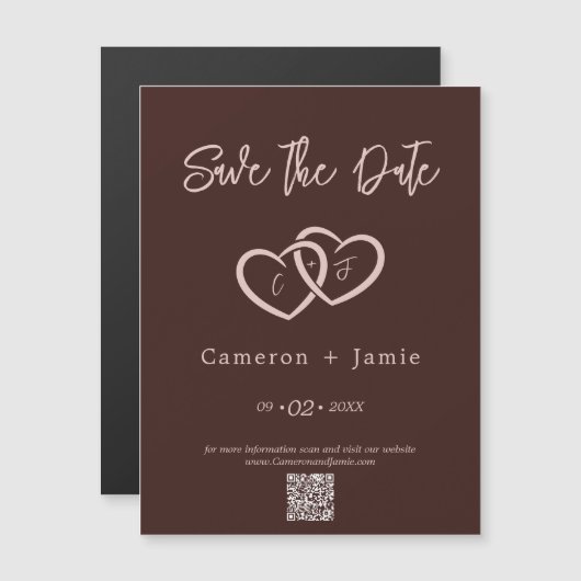 2 Harten met Initialen Bewaar de Datummagneet (Voorkant / Achterkant)