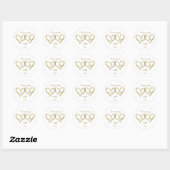 2 harten Monogram Golden Wedding Jubileum Ronde Sticker (Vel)