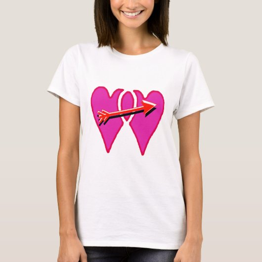 2 harten samen in liefde - Arrow Sjabloon T-shirt (Voorkant)
