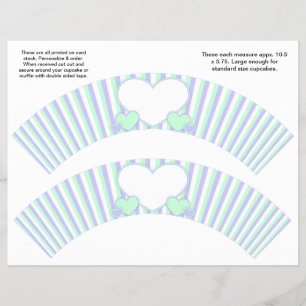 2 Hartjes en Strepen Personalized Cupcake Verpakki Flyer