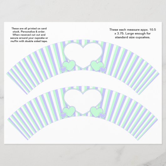 2 Hartjes en Strepen Personalized Cupcake Verpakki Flyer (Voorkant)