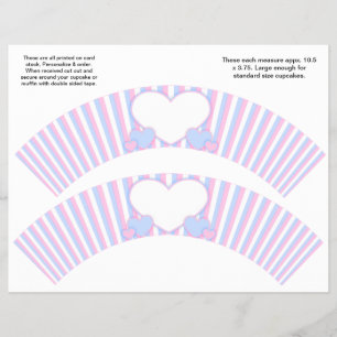 2 Hartjes en Strepen Persoonlijke Cupcake Verpakki Flyer