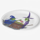 2 heksen brouwen in Cauldron Halloween Papieren Bordje (Gekanteld)