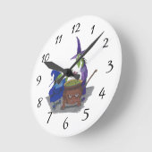 2 heksen brouwen in Cauldron Halloween Ronde Klok (Hoek)