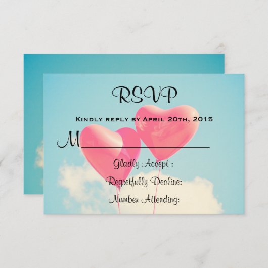 2 Helderrode, gevormde ballonnen RSVP (Voorkant / Achterkant)