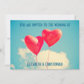 2 Helderrode hemelballonnen bruiloft Kaart (Voorkant)