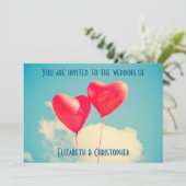 2 Helderrode hemelballonnen bruiloft Kaart (Staand voorkant)