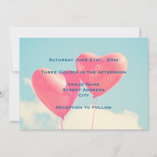 2 Helderrode hemelballonnen bruiloft Kaart (Achterkant)